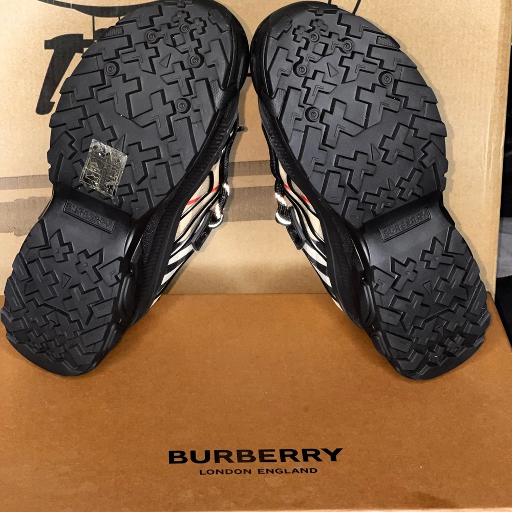Vintage Check Cotton and Leather Sneakers